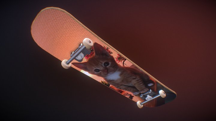 Kitten Skateboard 3D Model