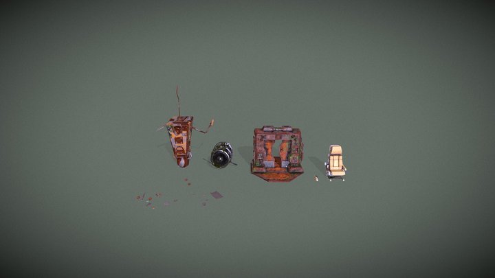 Postapocalyptic_Props_LowPoly 3D Model