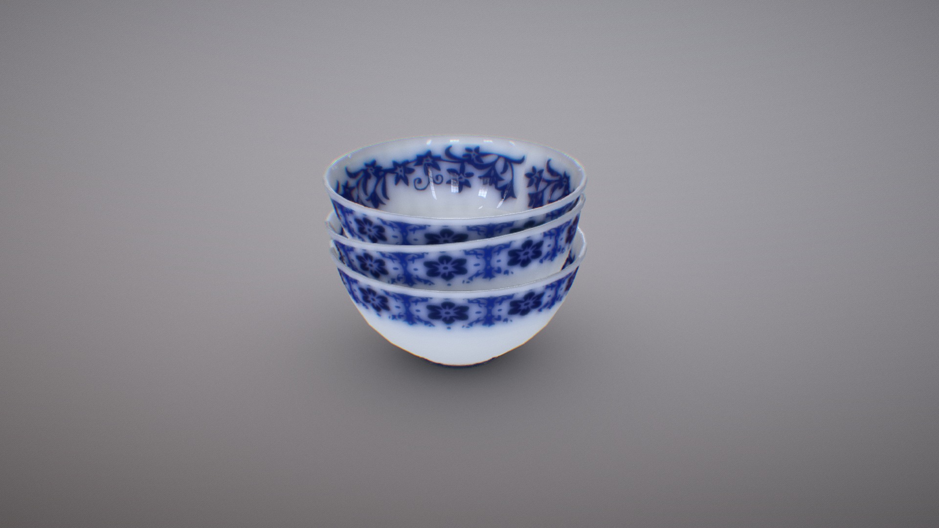 3D model Traditional Soup & Ramen Bowl Stack - This is a 3D model of the Traditional Soup & Ramen Bowl Stack. The 3D model is about a white and blue cup.