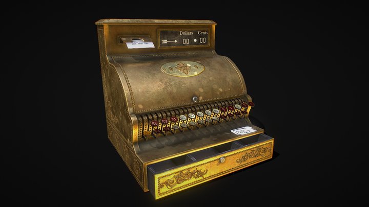 Antique-style Cash Register 3D Model