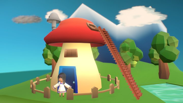 Girl  lives in a MushRoom 3D Model