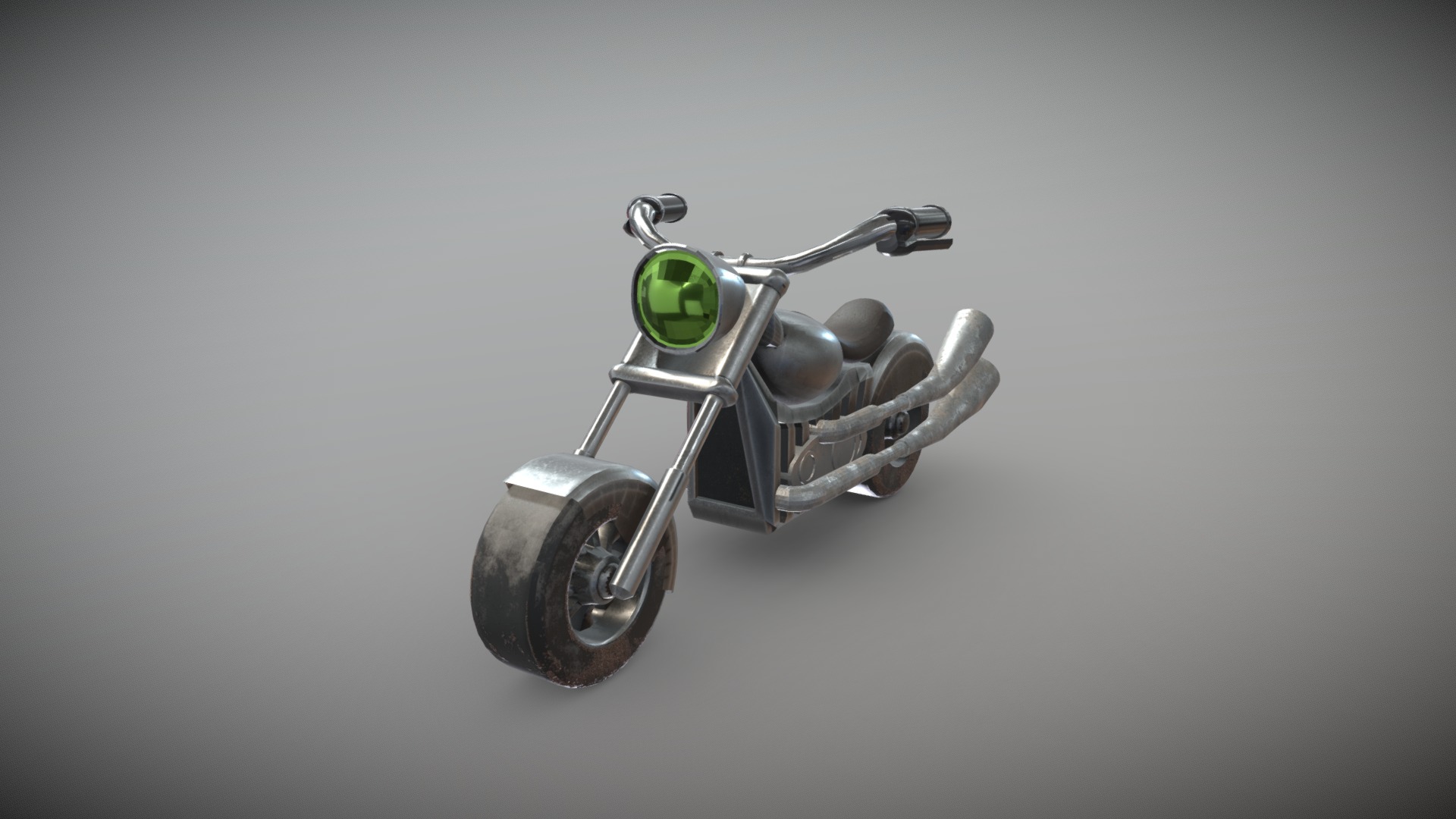 3D model Motorcycle Type Chopper - This is a 3D model of the Motorcycle Type Chopper. The 3D model is about a silver and black motorcycle.