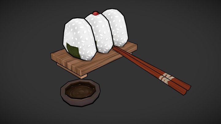 Low Poly Onigiri 3D Model