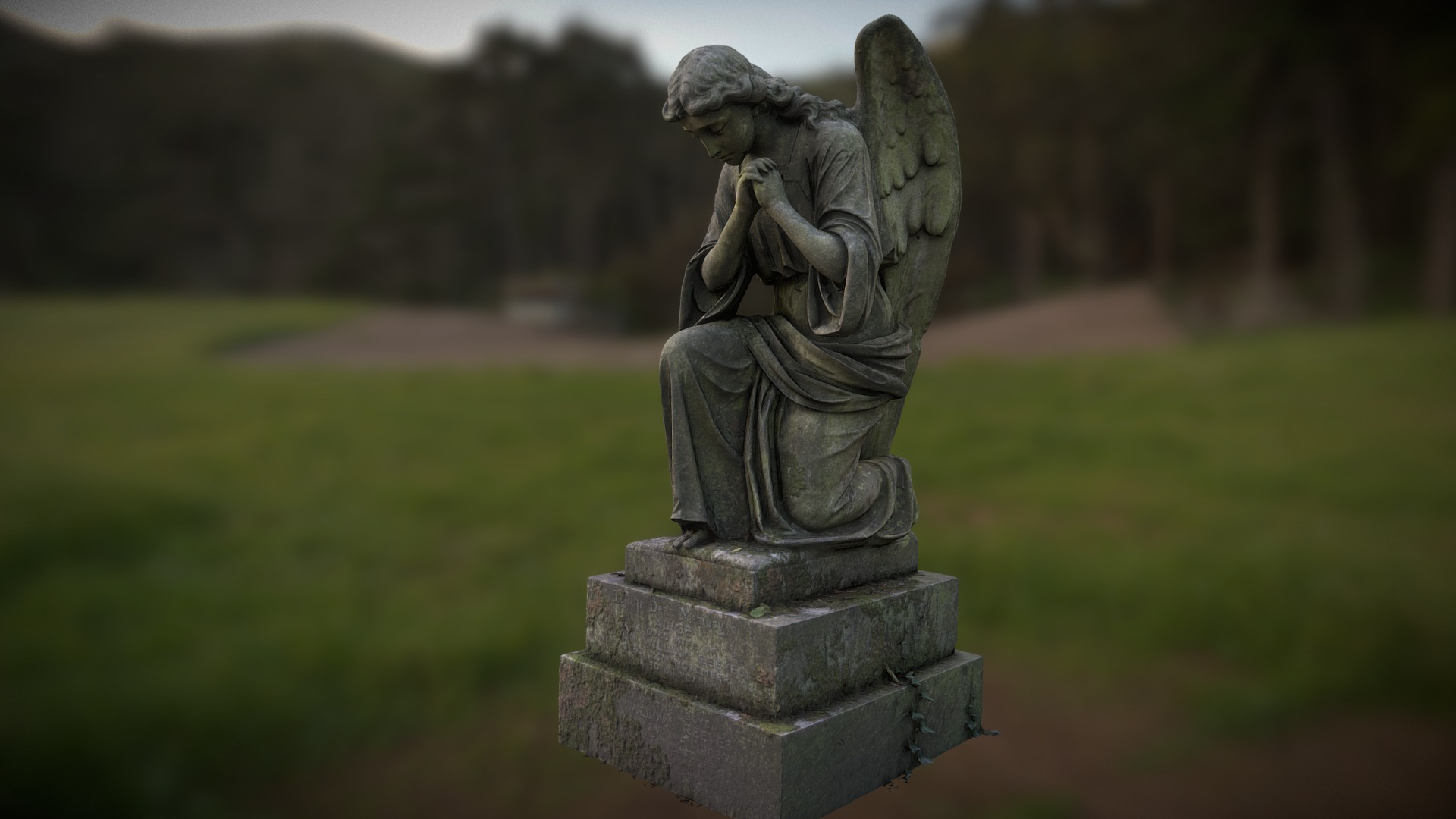 3D model Angel grave-stone from the Nunhead cemetary - This is a 3D model of the Angel grave-stone from the Nunhead cemetary. The 3D model is about a statue of a person holding a cross.