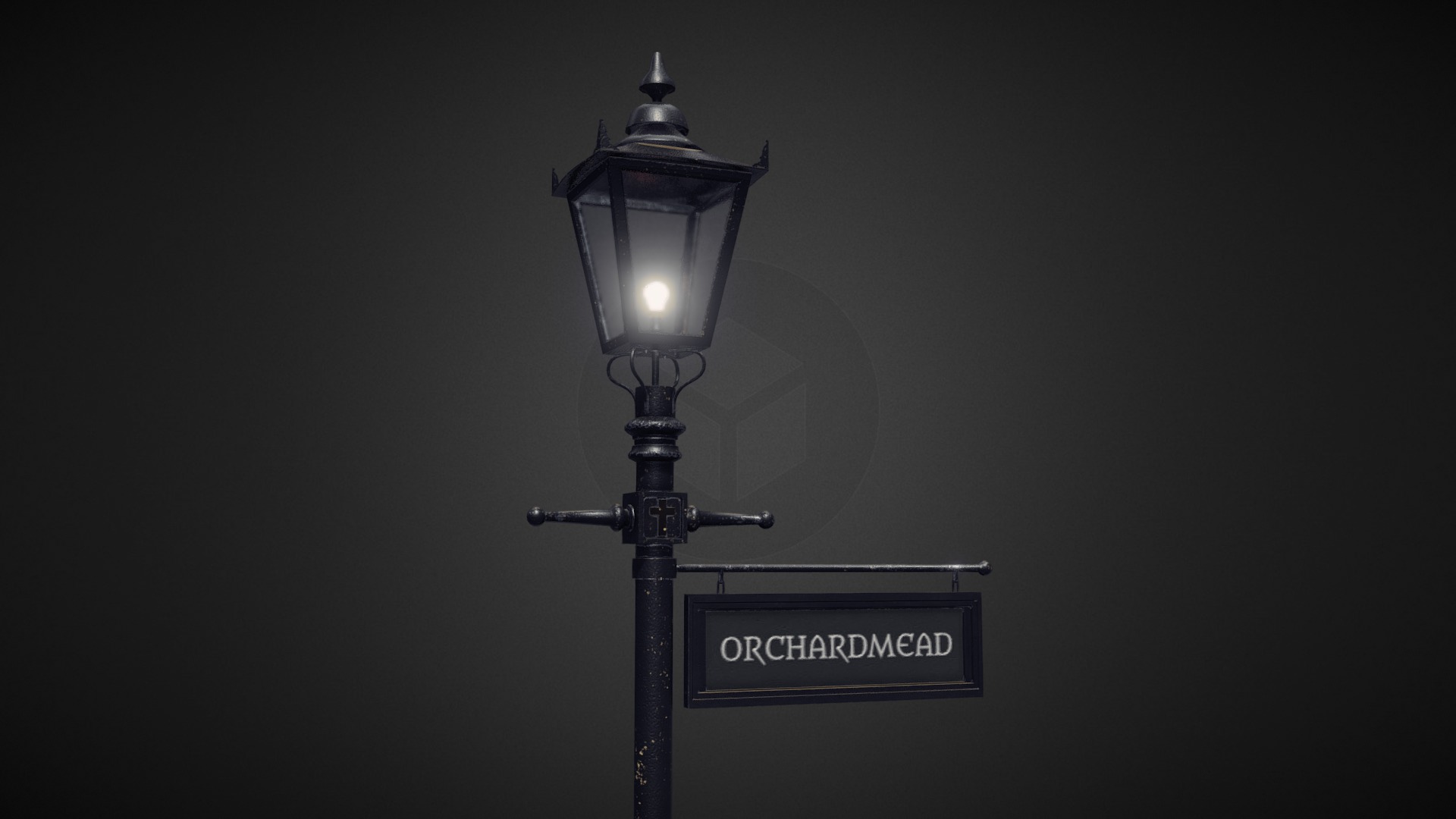 3D model Victorian Lamp Post - This is a 3D model of the Victorian Lamp Post. The 3D model is about a lamp post with a sign on it.