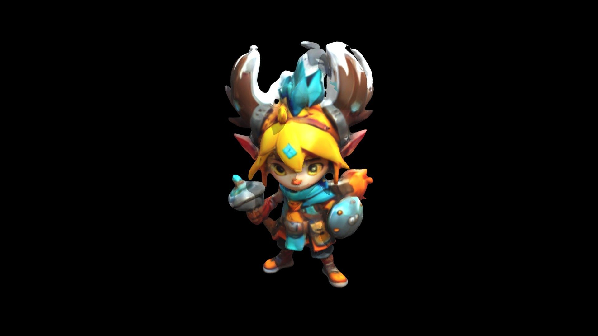 An animated character with yellow hair and a blu - Download Free 3D ...