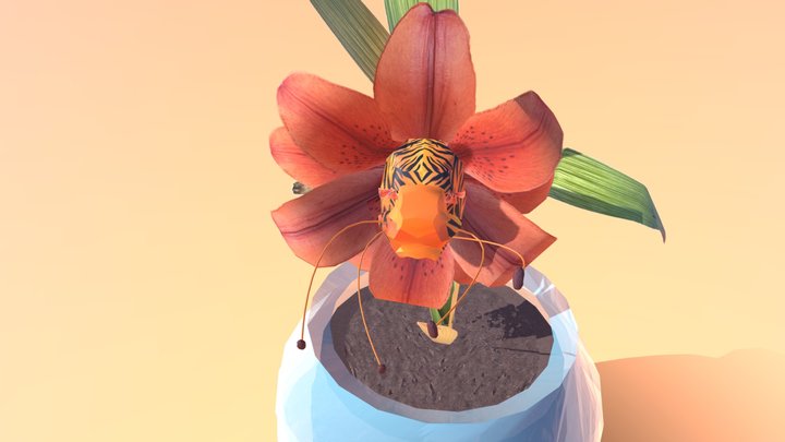 Potted Tiger Lily 3D Model