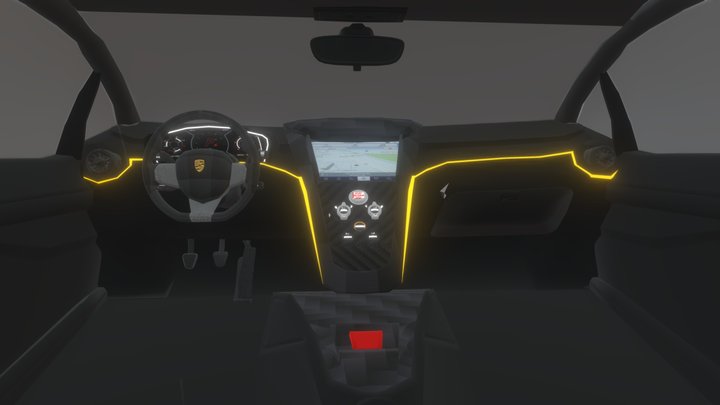 Lamborghini Sports Car Interior Low-Poly. 3D Model