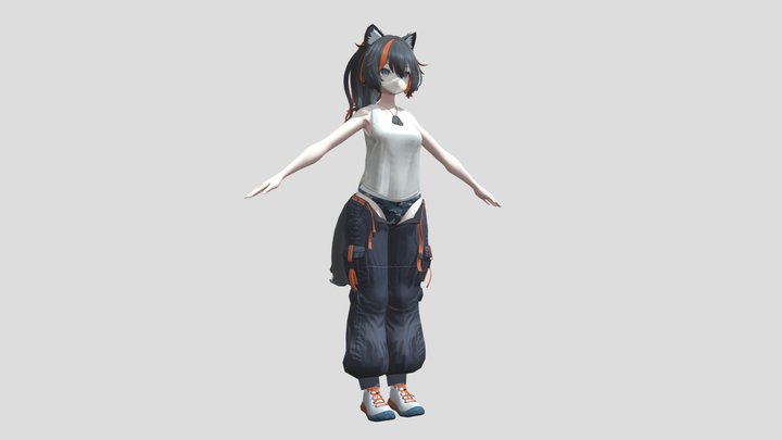 Wolfram without coat for VRchat 3D Model