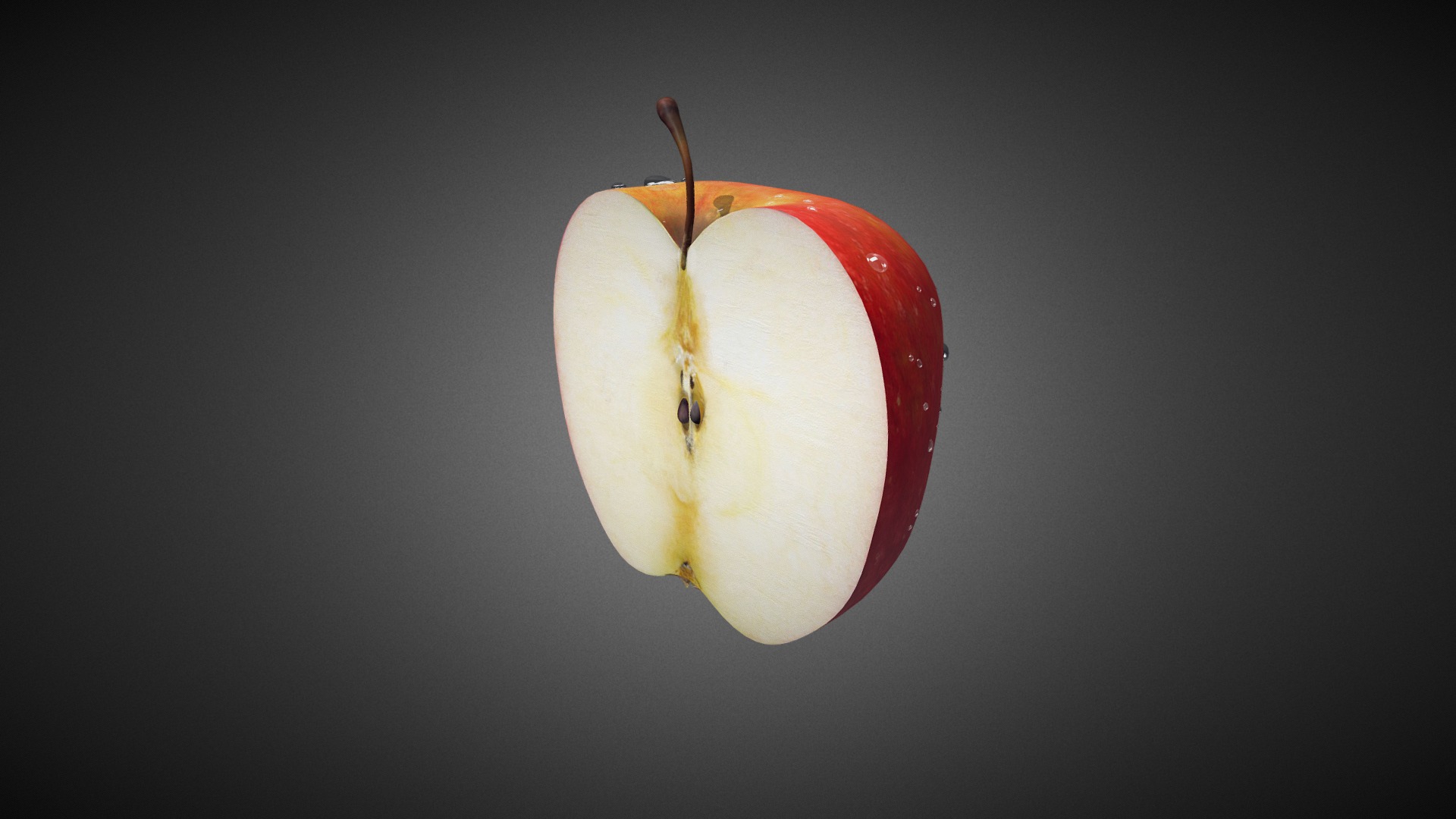 3D model Red Apple (Half) - This is a 3D model of the Red Apple (Half). The 3D model is about a close-up of a fruit.