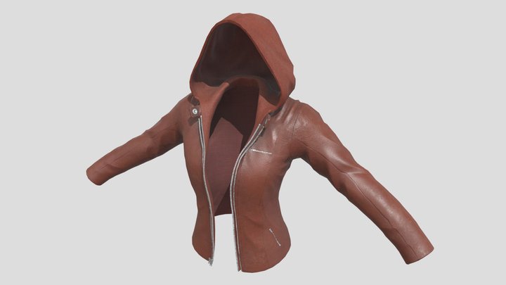 Worn Leather Jacket, Female 3D Model