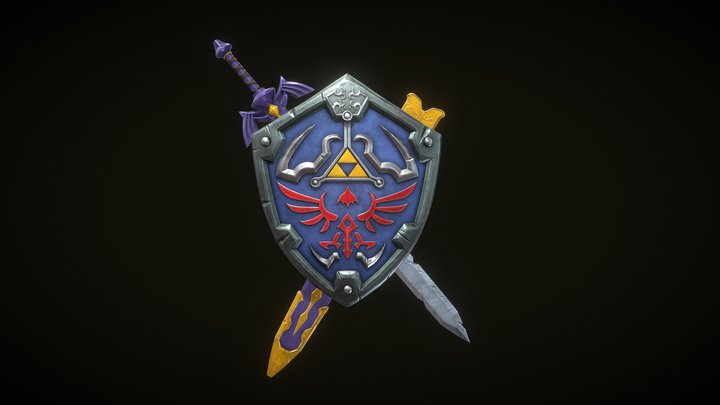 Hylian Shield and Master Sword 3D Model