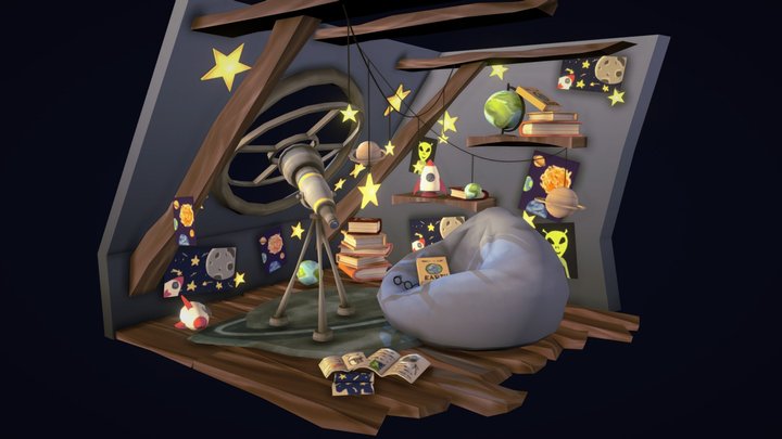 DAE Crib - Game Art Exam - Space Nerd's Attic 3D Model