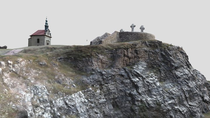 Cliffside with chapel and calvary 3D Model