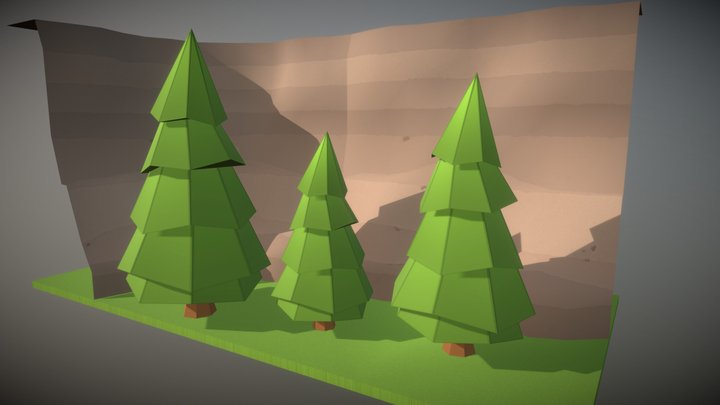 Tree Cliff Ground Combined Demo 3D Model