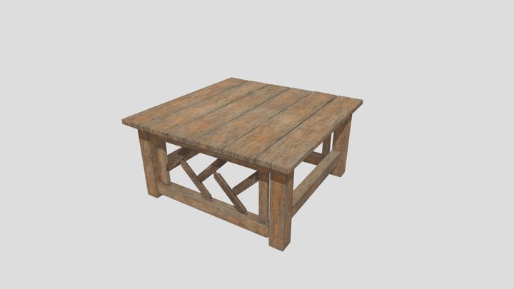 Worn Garden Table 3D Model