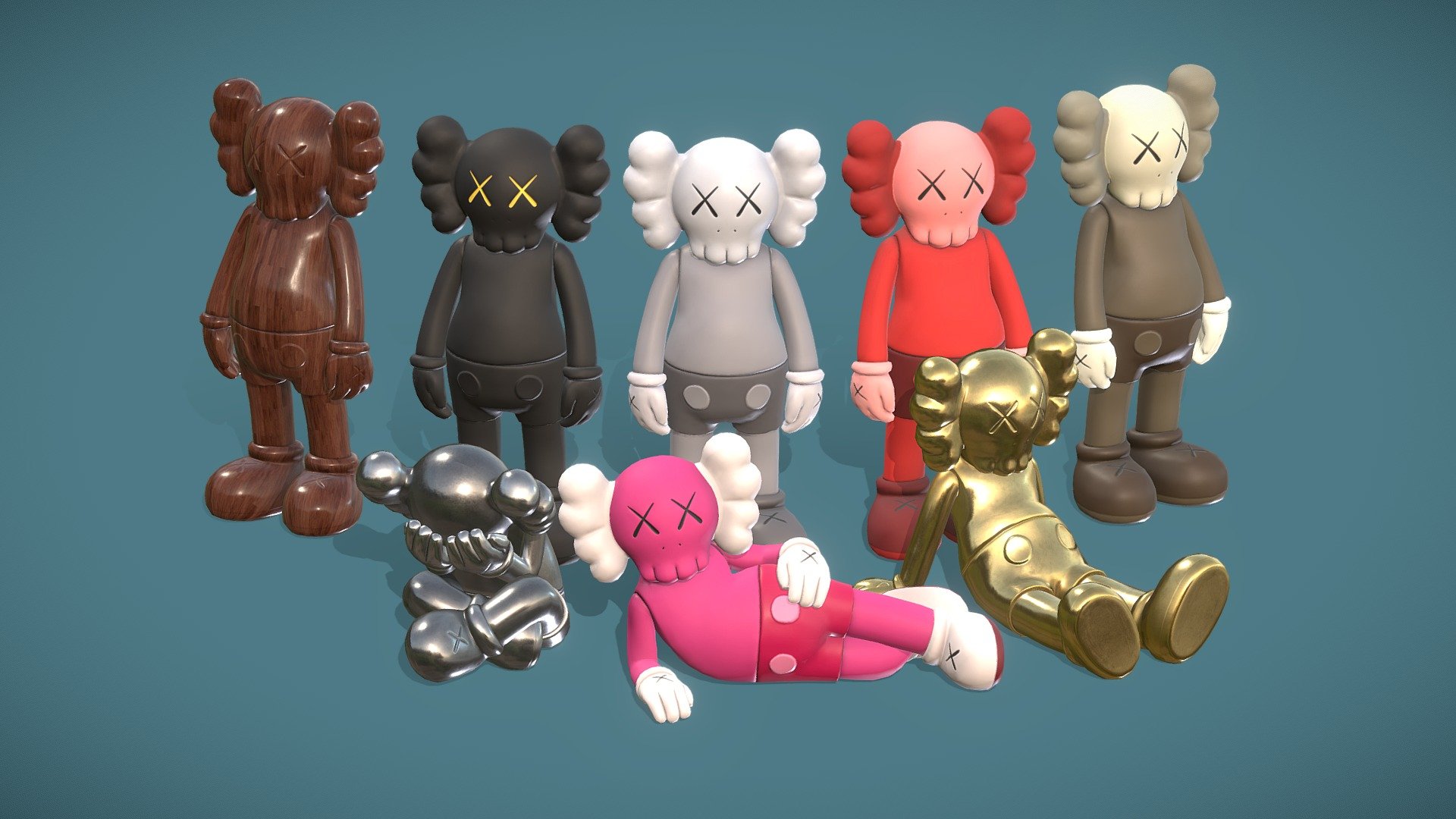 3D model Kaws x Supreme Textured VR / AR / low-poly