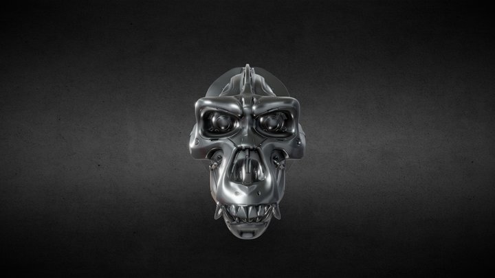 Mechanical Gorilla Skull for Print 3D Model