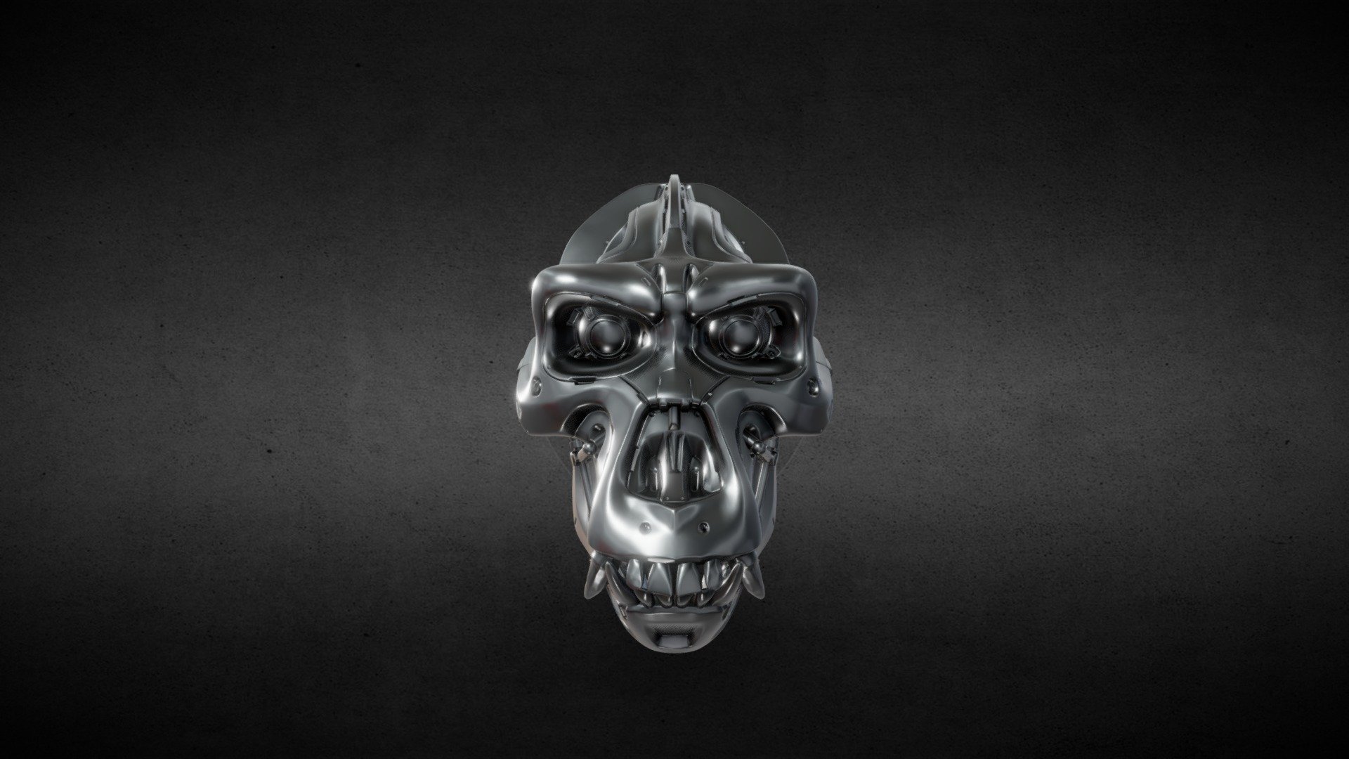 Mechanical Gorilla Skull for Print Download Free 3D model by