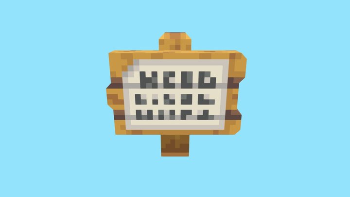 Voxel Game Wooden Sign 3D Model