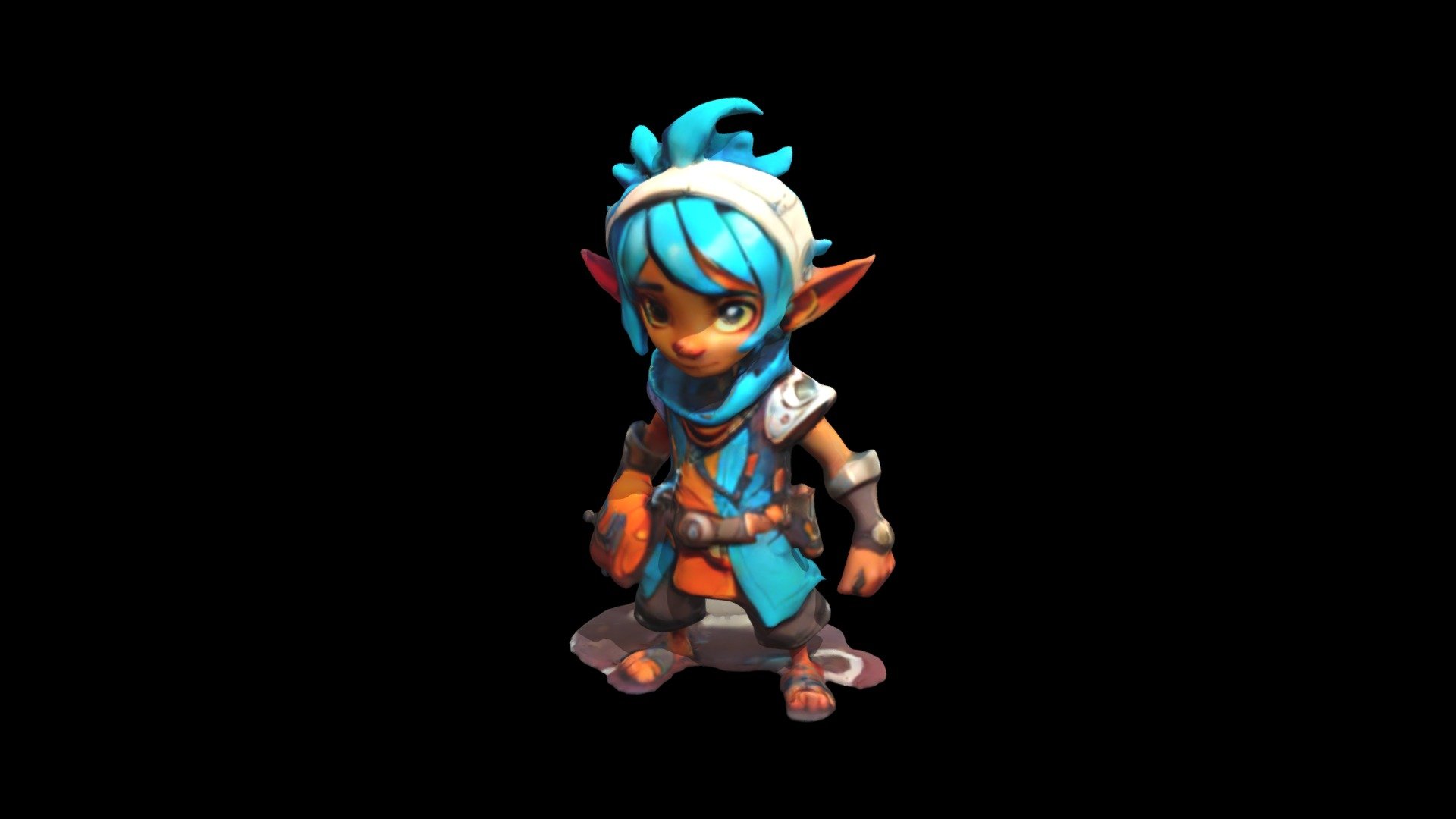 a cartoon character with blue hair and orange - Download Free 3D model ...