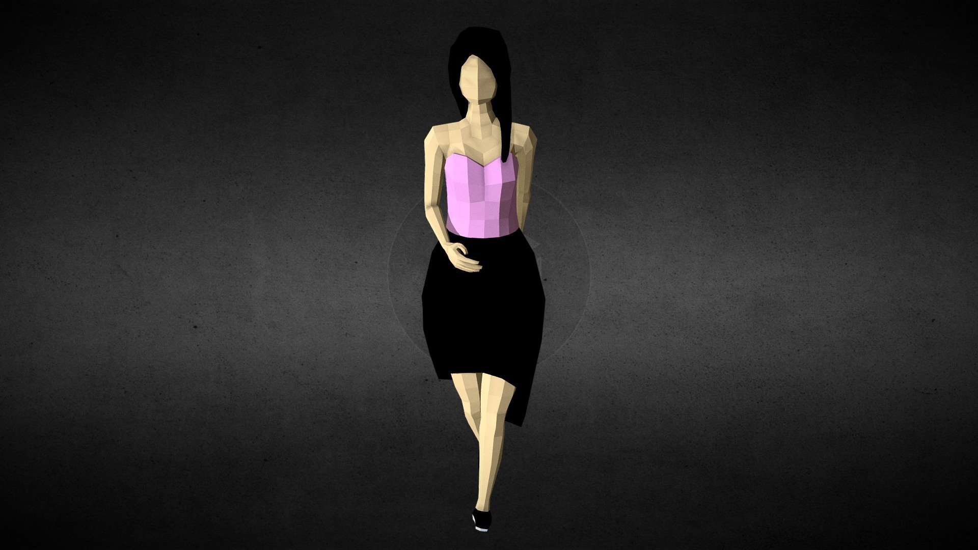 Girl With Black & Pink Dress