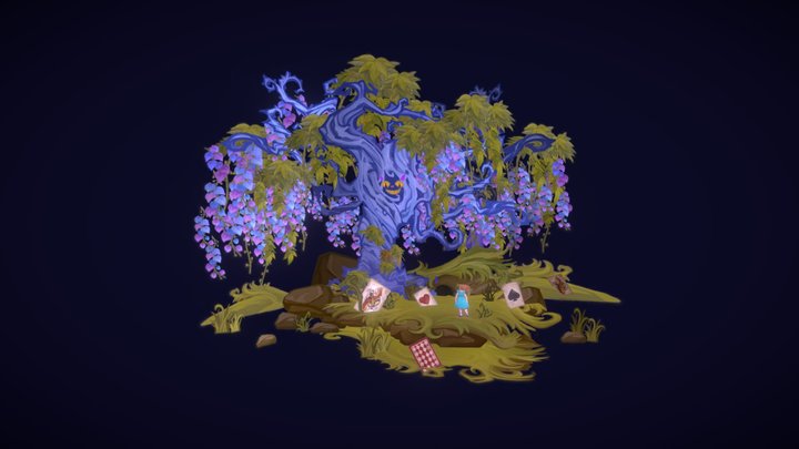 Rabbit hole with Tree 3D Model