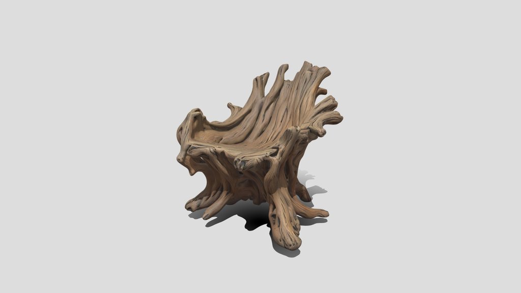 Driftwood Sculpture chair 3d Model
