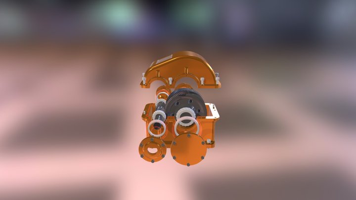 Одноступенчатый редуктор с шевронными колесами 3D Model