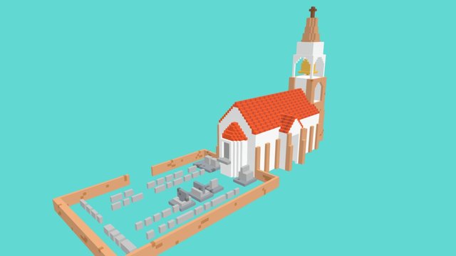 Church Voxel 3D Model