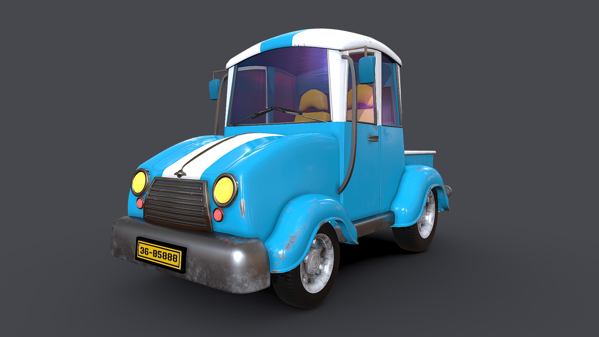 3D model Asset – Cartoons – Car – Truck VR / AR - This is a 3D model of the Asset - Cartoons - Car - Truck VR / AR. The 3D model is about a small blue car.