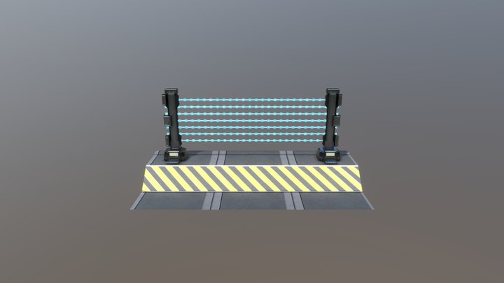 Electrical Sci Fi race track barrier - Low Poly 3D Model