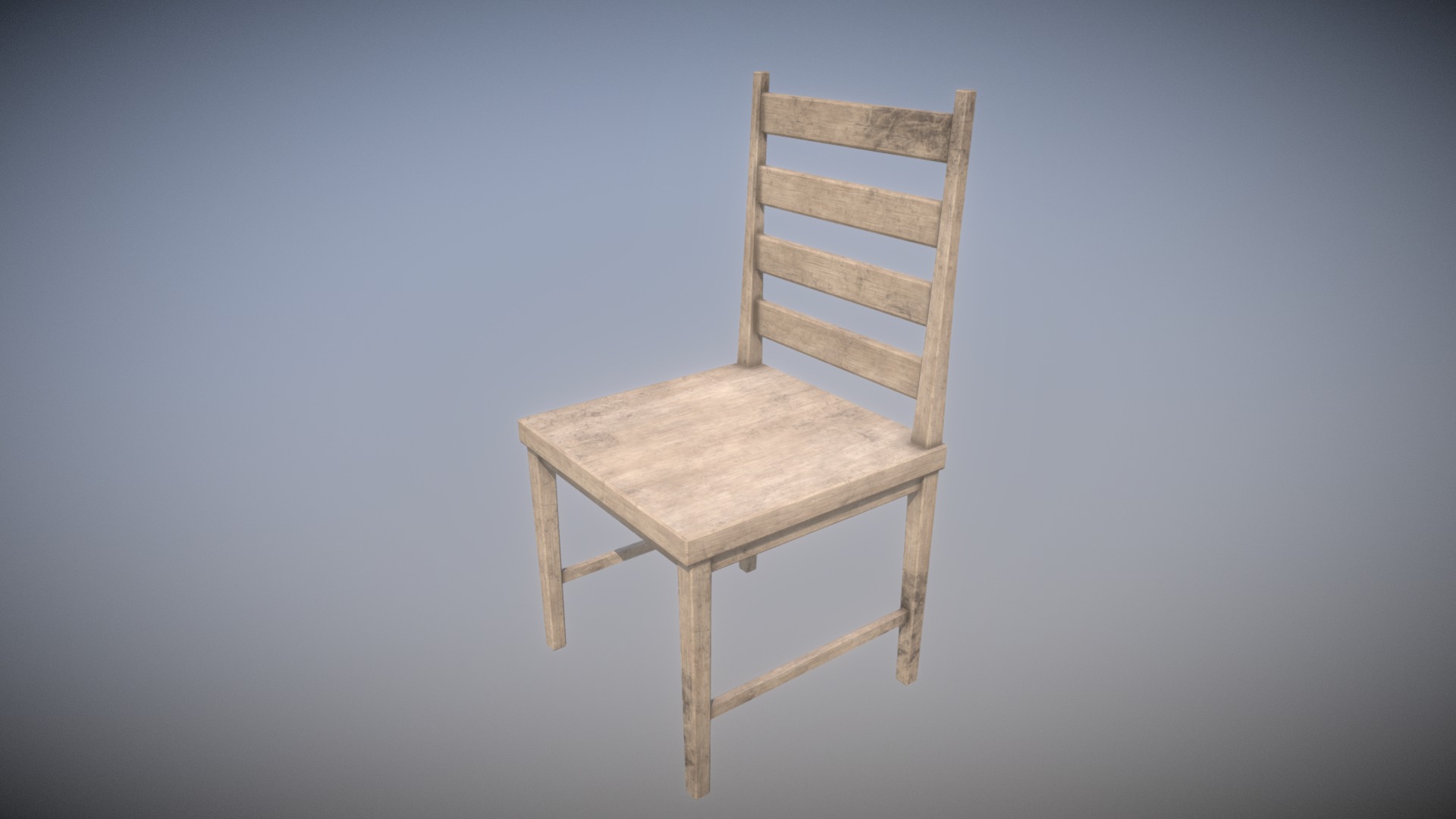 3D model Game Ready Wooden Chair Beech Low Poly - This is a 3D model of the Game Ready Wooden Chair Beech Low Poly. The 3D model is about a wooden chair against a blue background.