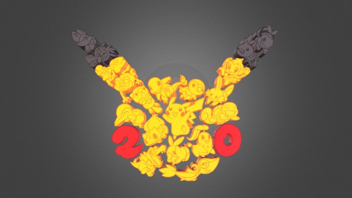 Pokémon 20th Aniversary Logo 3D Model