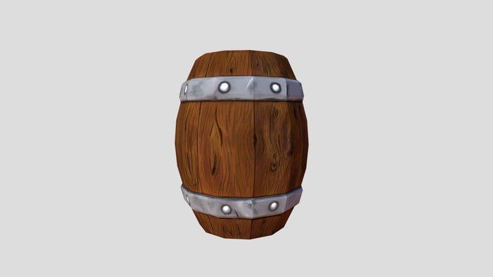 handpainted stylized barrel low poly 3D Model