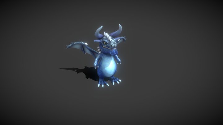 Cartoon Sapphire Dragon Animated 3D Model 3D Model