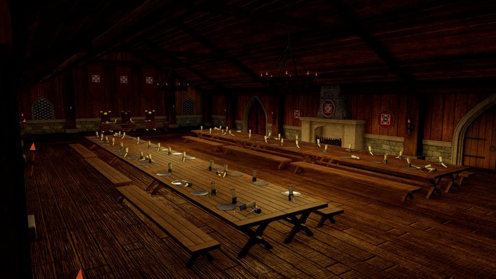Viking Dining Hall 3D Model