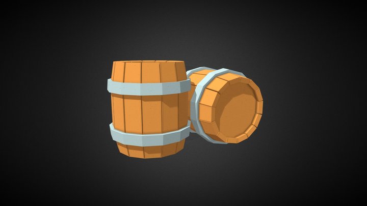 Low Poly Stylized Barrel 3D Model