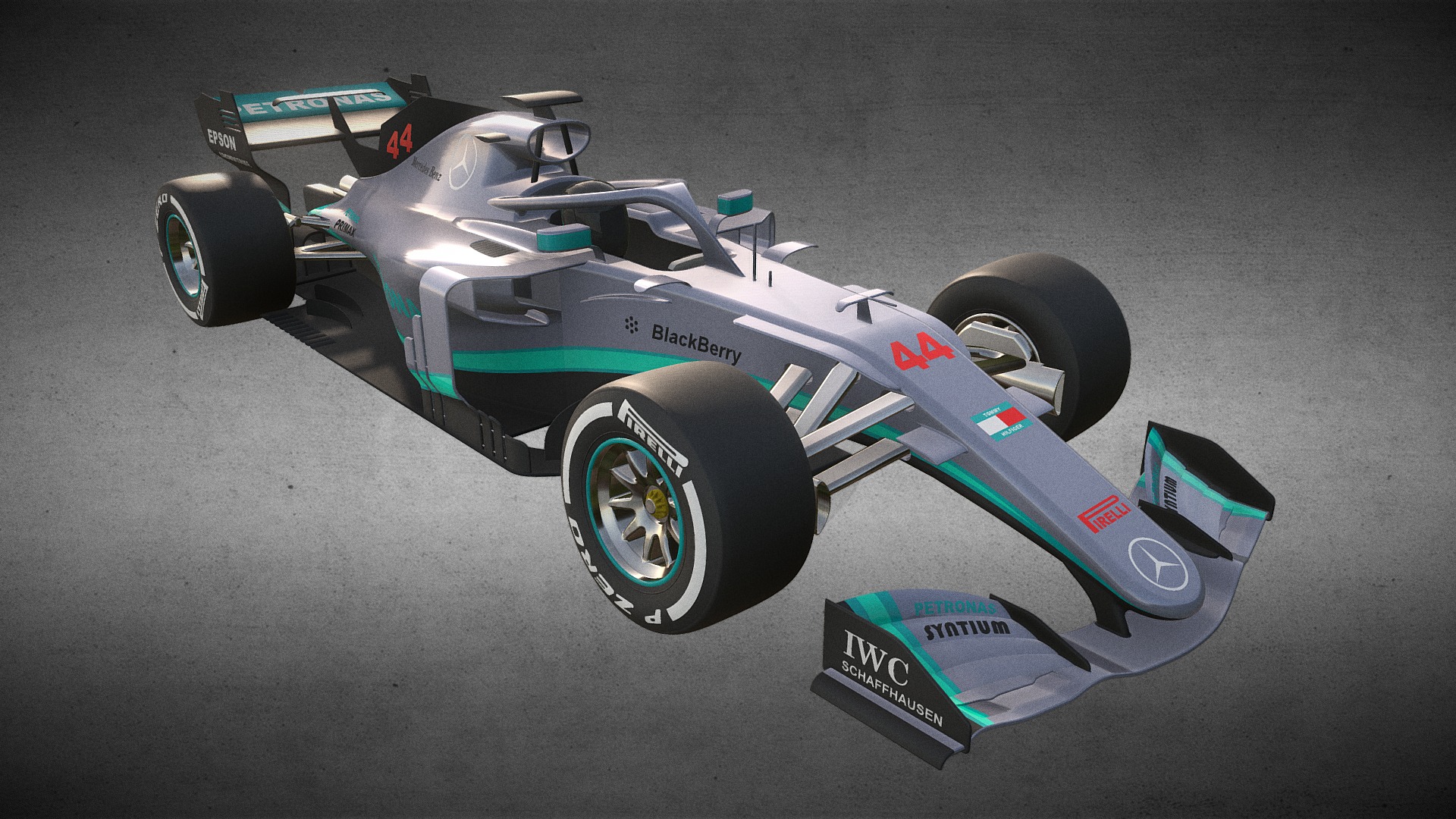 3D model Mercedes F1 RacingCar Model - This is a 3D model of the Mercedes F1 RacingCar Model. The 3D model is about a race car on a table.