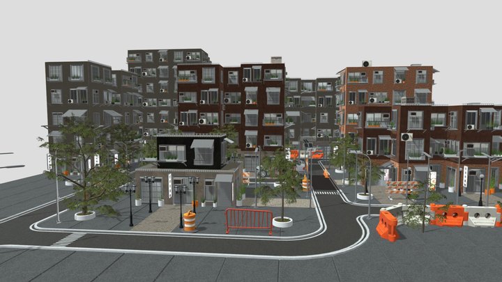 Neighbourhood_ City_ Modular_lowpoly – Gratis 3D-model STL