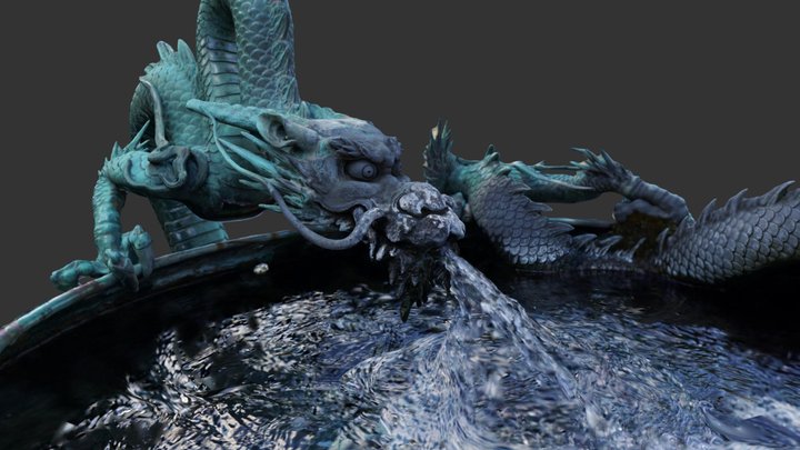 Fountain with a dragon in Nikko, Japan 3D Model