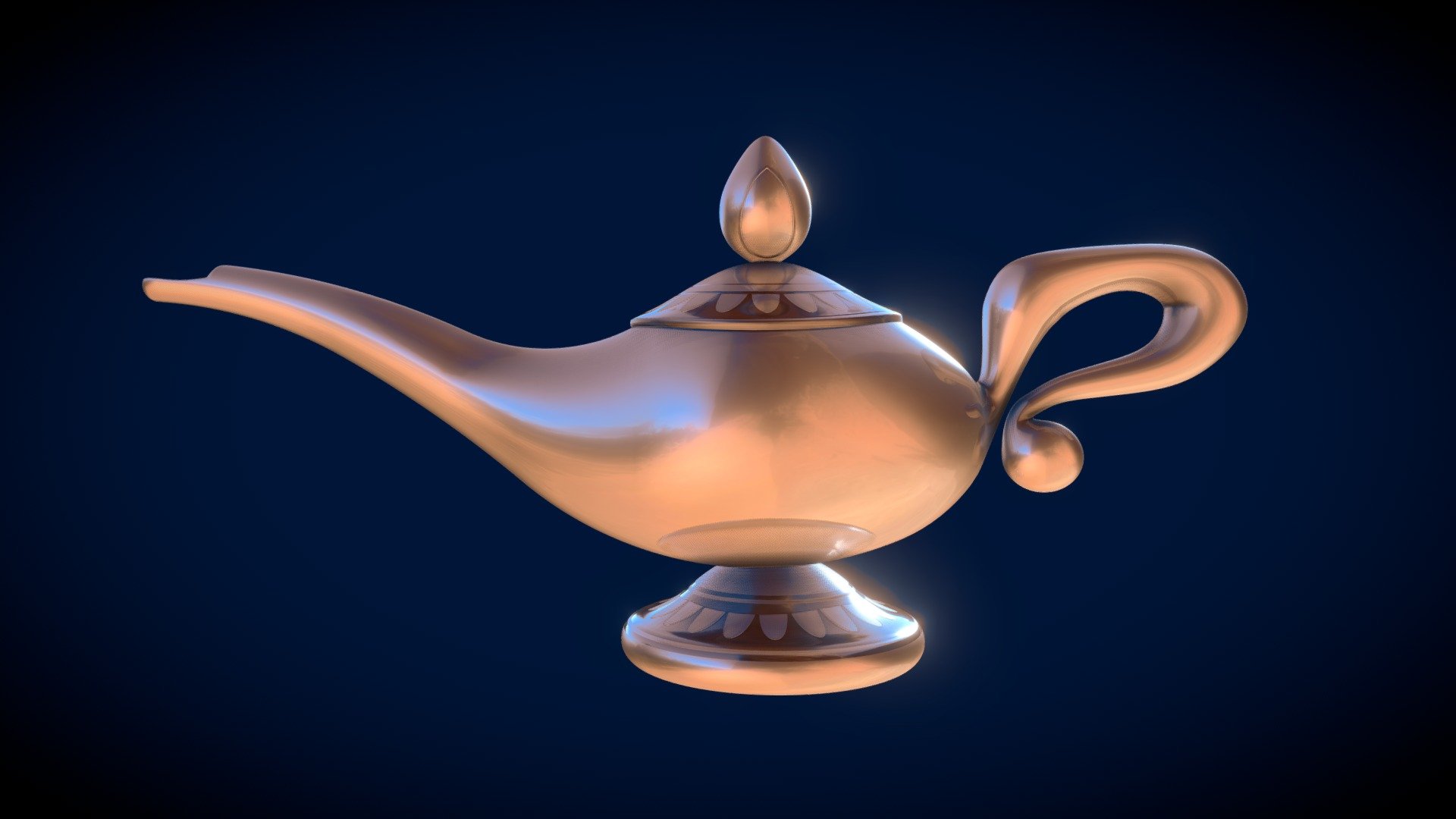 Aladdin Genie Lamp cartoon (1992) - Buy Royalty Free 3D model by