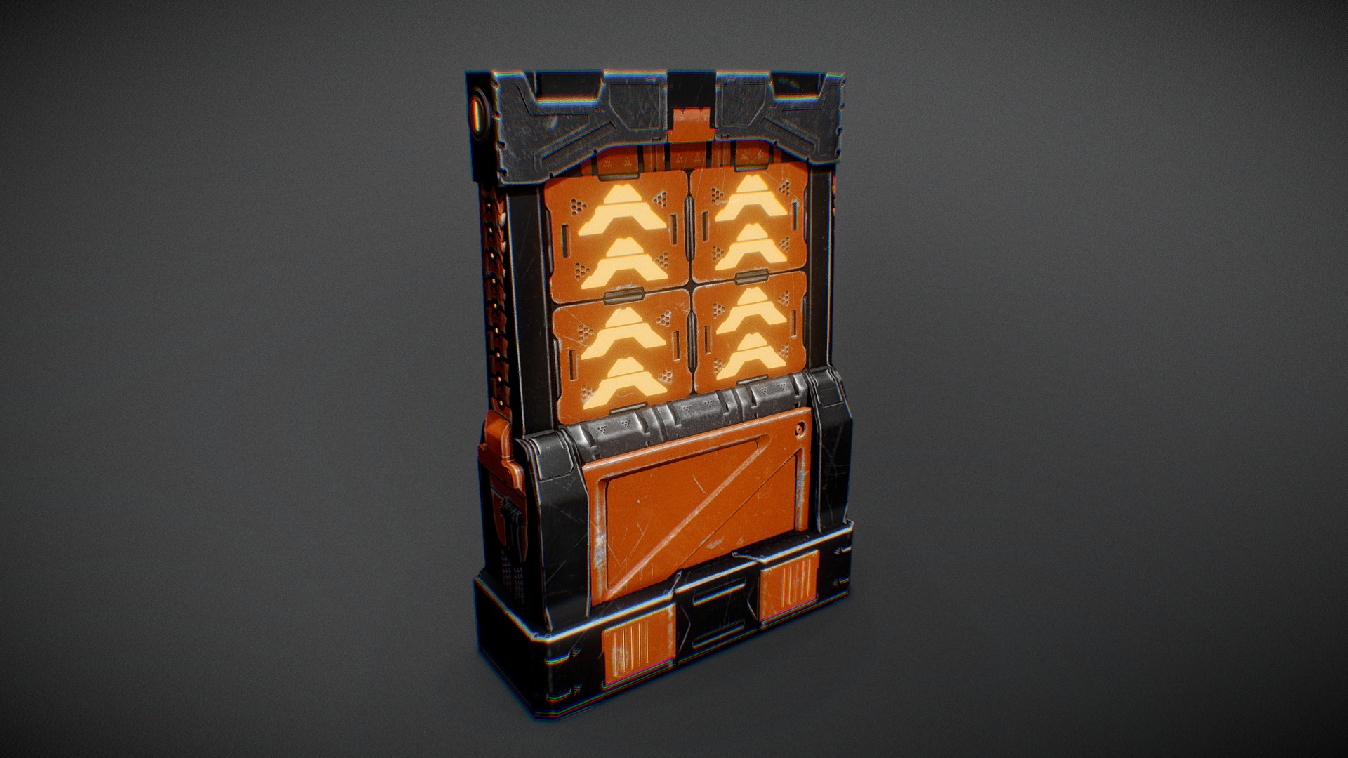 3D model Generic Sci-Fi Barrier Wall - This is a 3D model of the Generic Sci-Fi Barrier Wall. The 3D model is about a black and orange toy.