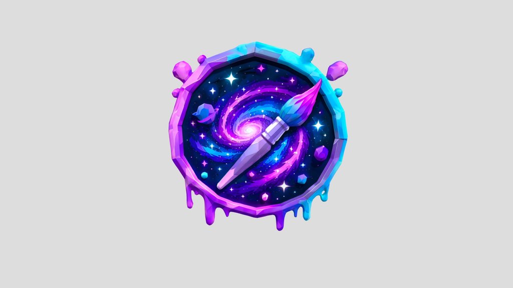 Low-poly space paintbrush emblem