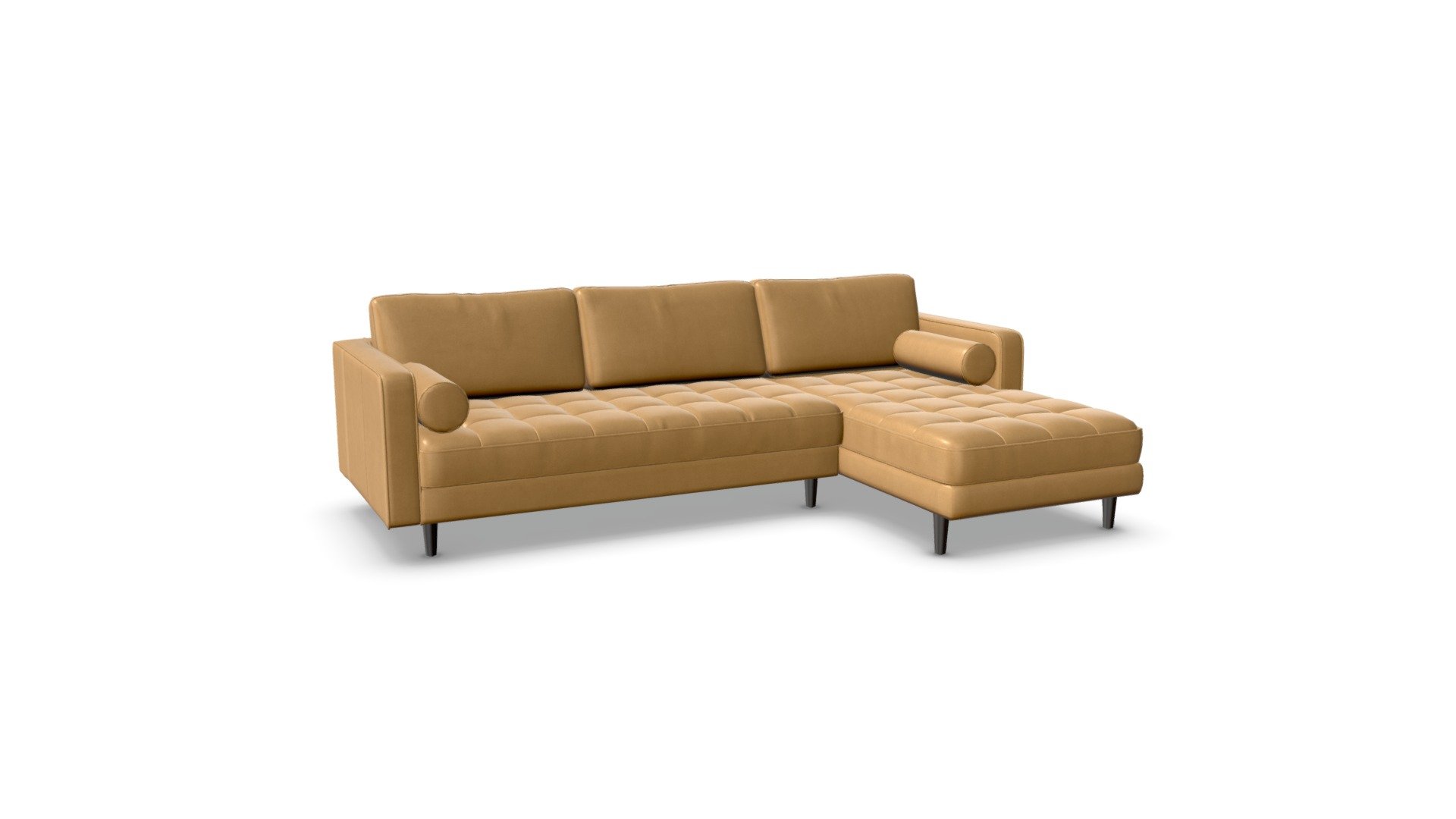 Scott 4 Seater RHF Chaise End Sofa, Tan Leather