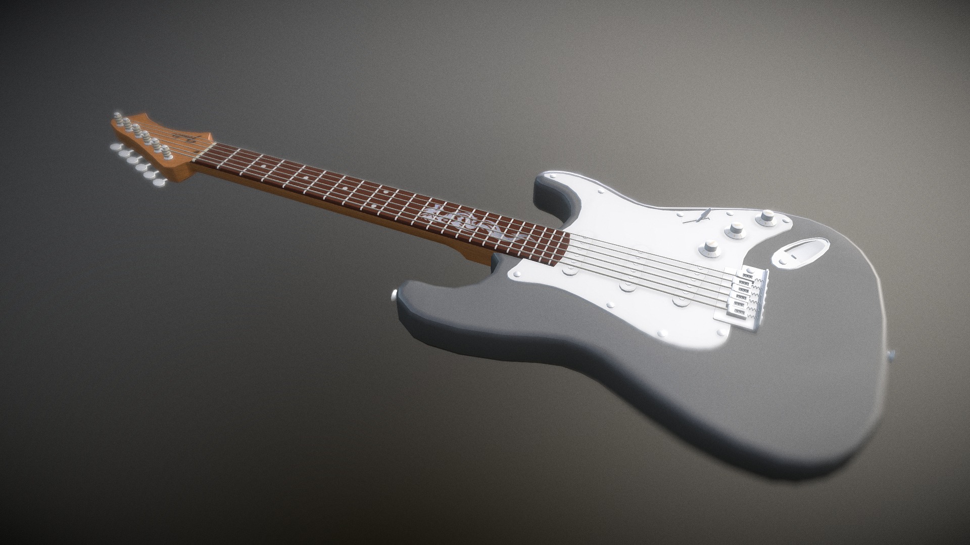 3D model Fender Stratocaster - This is a 3D model of the Fender Stratocaster. The 3D model is about a guitar on a table.