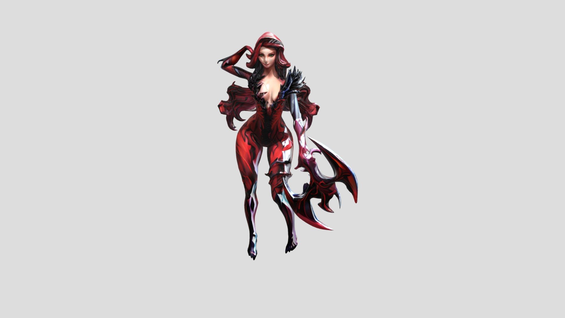 Female warrior with red armor and weapon - Download Free 3D model by ...