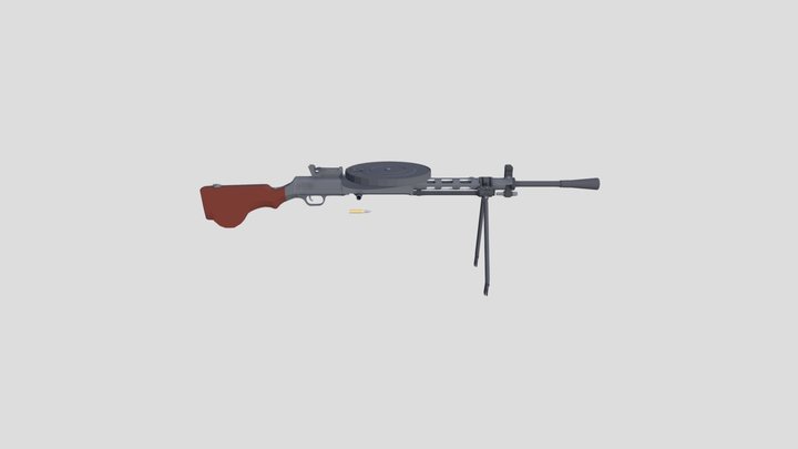 DP-27 Machine Gun Low-poly 3D Model