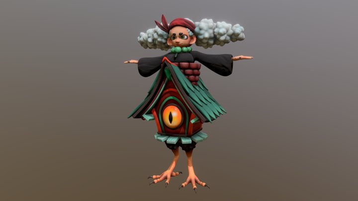 Baba Yaga and Her Companion Scratches 3D Model