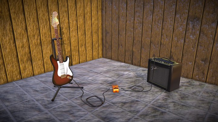 Guitar Scene 3D Model